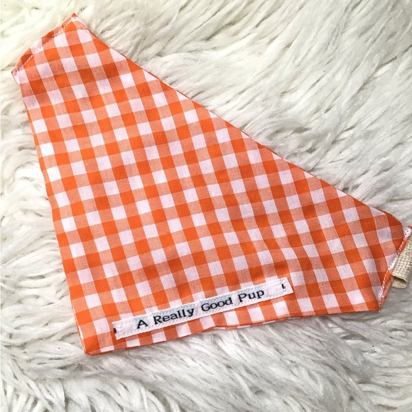 A Really Good Pup Other - 🐶 4 for $16 ORANGE GINGHAM DOG BANDANA